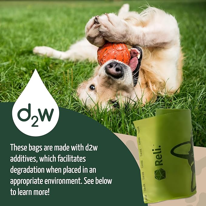 Reli. Poop Bags Rolls | Dog Poop Bags for Dogs (360 Count) | Biodegradable | Leak-Proof | 9x13" | Green Dispenser | Oxobiodegradable | Unscented