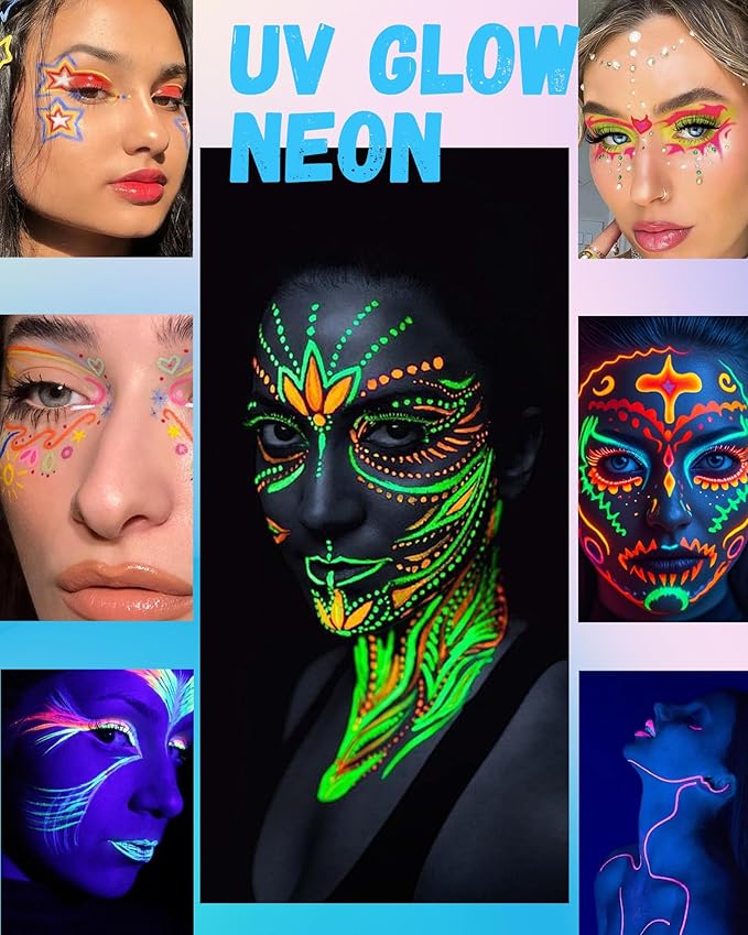 UV Neon Colored Gel Eyeliner Pencil, Matte Rainbow Colorful Eyeliner Pencils Glow in the Dark Makeup, Waterproof Long Lasting Eye Liner Pen with Sharpener for Halloween Face Body Painting-B05 Orange