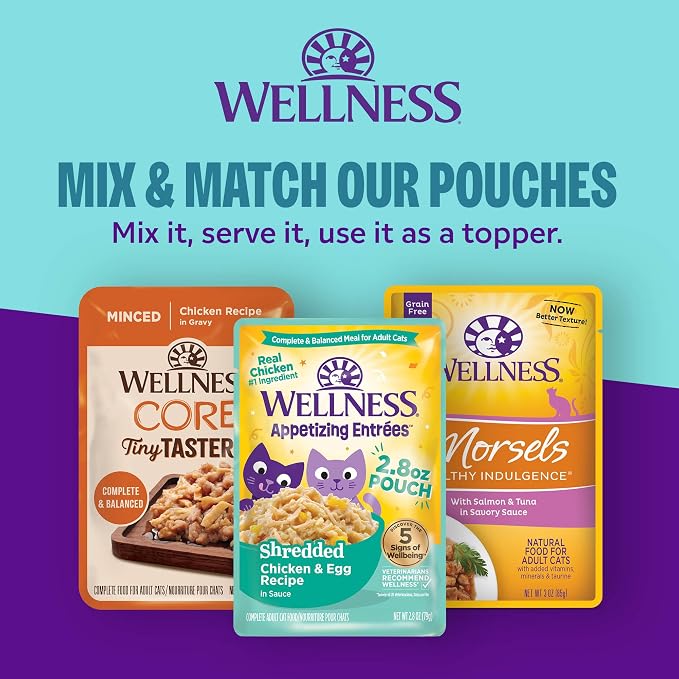 Wellness CORE Signature Selects More Flavors Variety Pack Adult Canned Wet Cat Food, Natural, Protein Rich, Grain Free, 2.8 oz, Pack of 8 Cans
