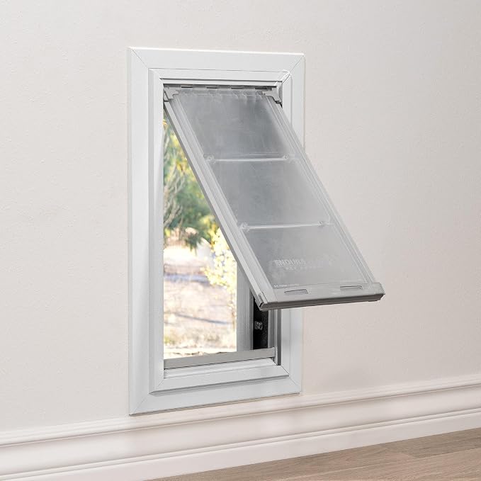 Endura Flap Single Flap Pet Door for Thick Walls | Deep Wall Design up to 13" Thick | Insulating Dual-Layer Flap & Durable Aluminum Frame | Includes Locking Cover | White, XXL, Single Flap