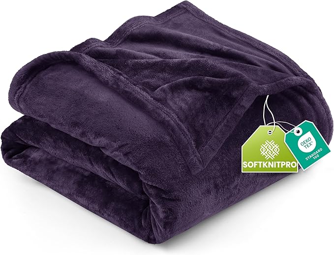 Utopia Bedding Ultra Soft Fleece Bed Blanket King Size Purple (90x102 Inch) | Microfiber Plush Warm Lightweight Breathable Cozy Blanket Anti-Static, All Season Use, Gift for Women and Men