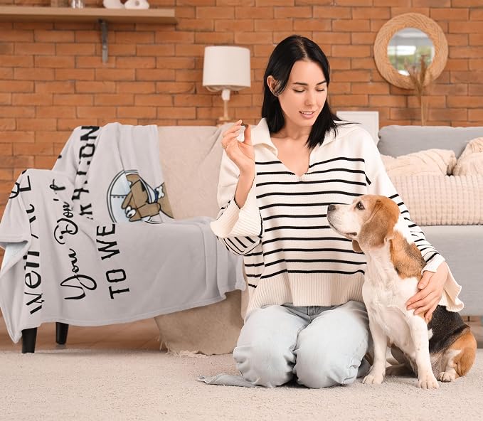Get Well Gifts for Women/Men After Surgery White Blanket 50"x60" | Feel Better/Get Well Soon Gifts for Women, Surgery Recovery Gift for Men, at Least You Dont Have to Wear A Cone