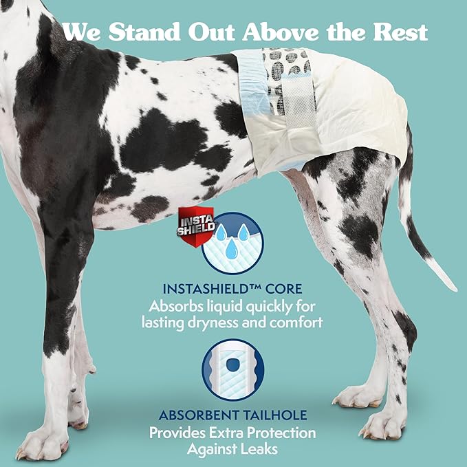 Simple Solution Female Dog Diapers, Disposable Dog Diapers, XXL, 30 Count | Dog in Heat, Potty Training, Incontinence Support, Leak Proof, Puppy Training, Disposable Protection, Secure Fit, 22-37 Inch