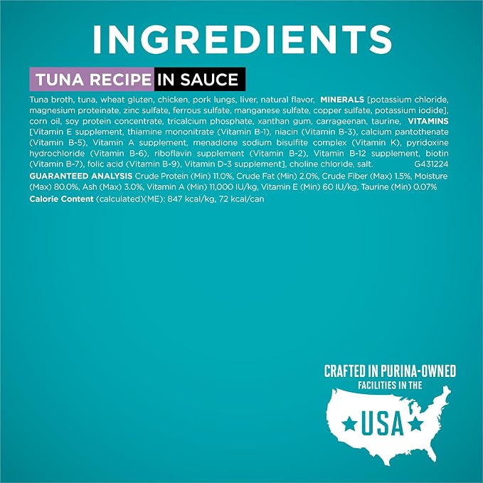 Purina ONE Natural,High Protein Cat Food Variety Pack,Turkey,Chicken and Tuna Recipes - 3 oz. Cans,(Pack of 48)