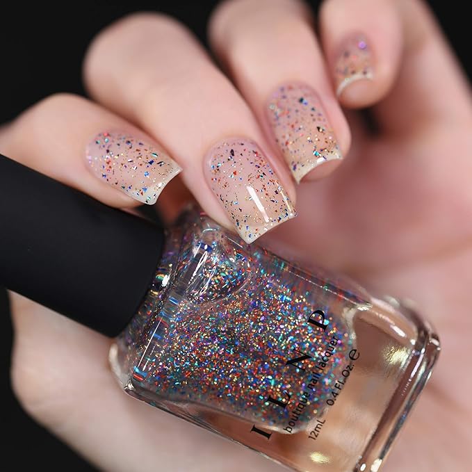 ILNP Confetti - Multi-Colored Metallic Flake Topper Nail Polish, Chip Resistant, 7-Free, Non-Toxic, Vegan, Cruelty Free, 12ml