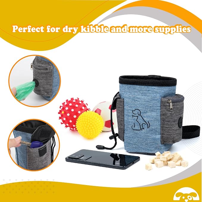 Belle Homie PetnBeyond Dog Treat Pouch Lightweight and Portable Pet Safe Treat Bag, Training Hands-Free Snack Bag with Built-in Poop Bag Dispenser, Capacity for 2 Cups - Great for Walking (Red, Paw)