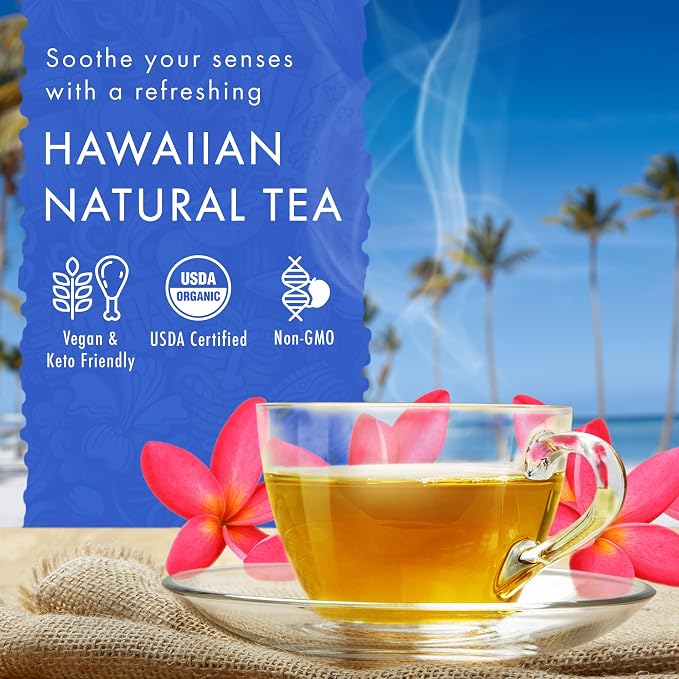 Hawaiian Natural Tea - Mahina Chamomile Tea, All-Natural Herbal Caffeine-Free Tea, Vegan and Keto-Friendly, 20 Tea Bags