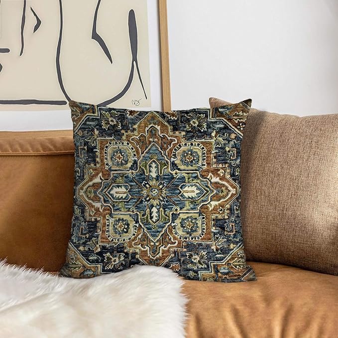 Boho Throw Pillow Covers 24x24 inch Set of 2,Boho Vintage Carpet Pattern Antique Ethnic Decor Double Sided Pattern Cushion Cover Soft Pillow Case Living Sofa Room Bed Square Pillow Cover