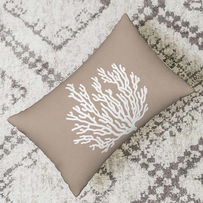 Coastal Pillow Covers 12x20 Set of 2 Brown Tan Coral Starfish Throw Pillows Summer Nautical Beach Ocean Decorations Linen Pillowcase Outdoor Decor Farmhouse Lumbar Cushion Case for Home Bedroom