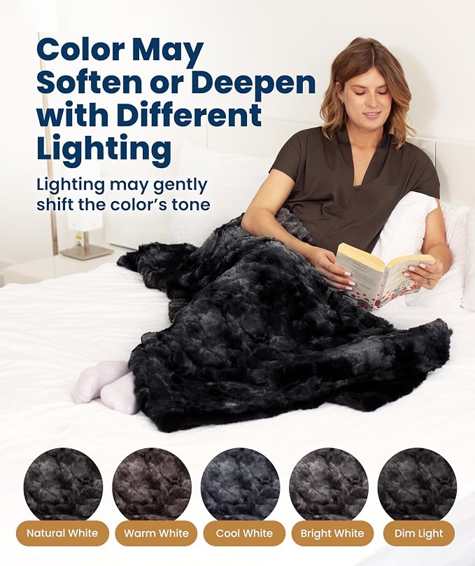 Everlasting Comfort Soft & Comfortable Black Faux Fur Throw Blanket for Couch - (50"x65") Minky & Fluffy Fall Blankets & Throws, Plush Fuzzy Cover for Bed, Sofa & Living Room - Cozy Home Decor