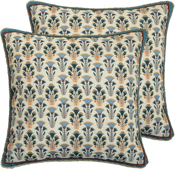 patdrea French Vintage Linen Throw Pillow Cover,18"x18",Set of 2-Wensel D | RusticDecorative Pillow Case,Farmhouse Floral Pattern,Cushion Coverfor Couch Living Room Bedroom Sofa