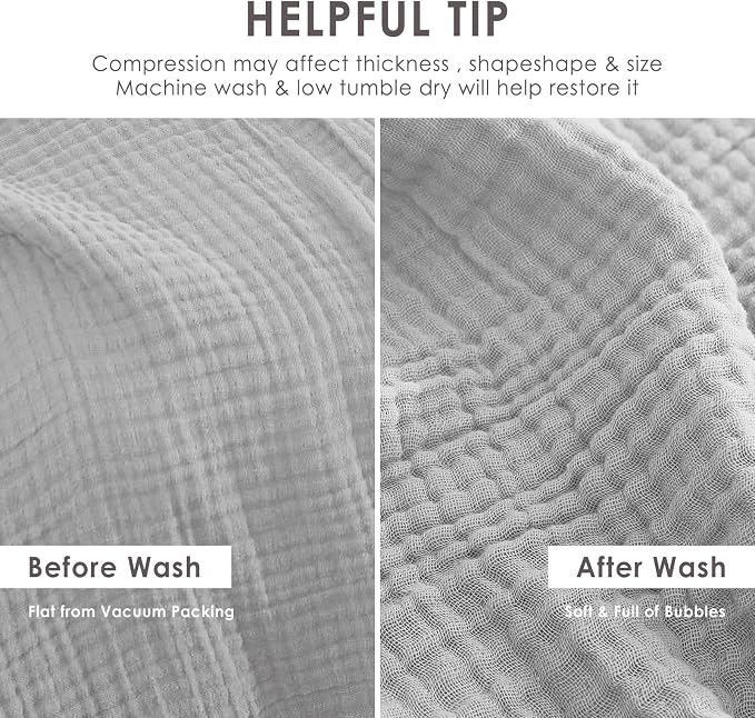 EMME Muslin Blankets for Adults Throw Blanket for Couch Breathable Gauze Soft Lightweight Airy Light Grey King 108" x 90"