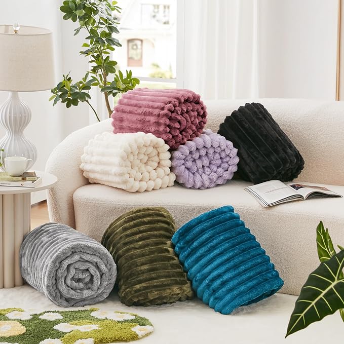 EXQ Home Gentle Soft Fleece Throw Blanket – Cozy Lightweight Blanket for Couch Bed – All-Season Warm Fuzzy Flannel Blanket for Women Mom Her – Gifts for Birthday(60"x80",Dusty Pink)