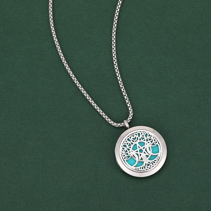 Essential Oil Diffuser Viking Necklace - Stainless Steel Locket- Best for Aromatherapy-Perfume, Fragrance, Scent Diffusers for Women and Girls