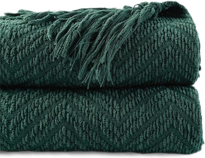 BATTILO HOME Christmas Green Throw Blanket Couch, 50''x60'' | Knit Throw Blanket Versatile Chair, Super Soft Warm Christmas Decor Throw Tassels Bed,Sofa and Living Room