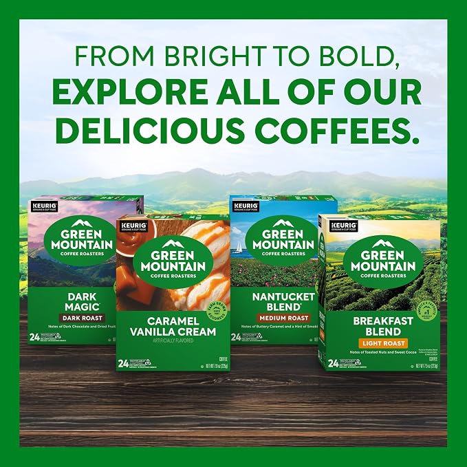 Green Mountain Coffee Roasters Caramel Vanilla Cream, Keurig Single Serve K-Cup Pods, Light Roast Coffee, 60 Count, (6 Packs of 10)