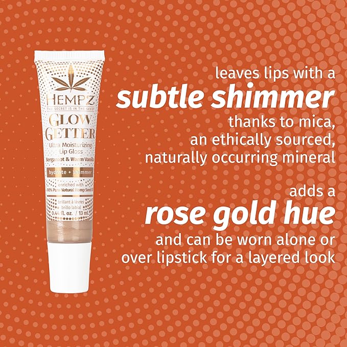 Hempz Frosted Glow Kit, Illuminating Mini Body Lotion and Shimmer Lip Gloss Duo, Limited Edition Glitter Gift Set, 2.25 oz and .44 oz (Pack of 2)