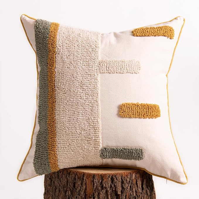 lifein 18x18 Pillow Covers-Throw Pillow Cover Tufted Boho Jacquard Pillow Covers Farmhouse Decorative Pillow Cover Pillow Cases for Gift Couch Sofa Bed Chair Living Room Home Decor