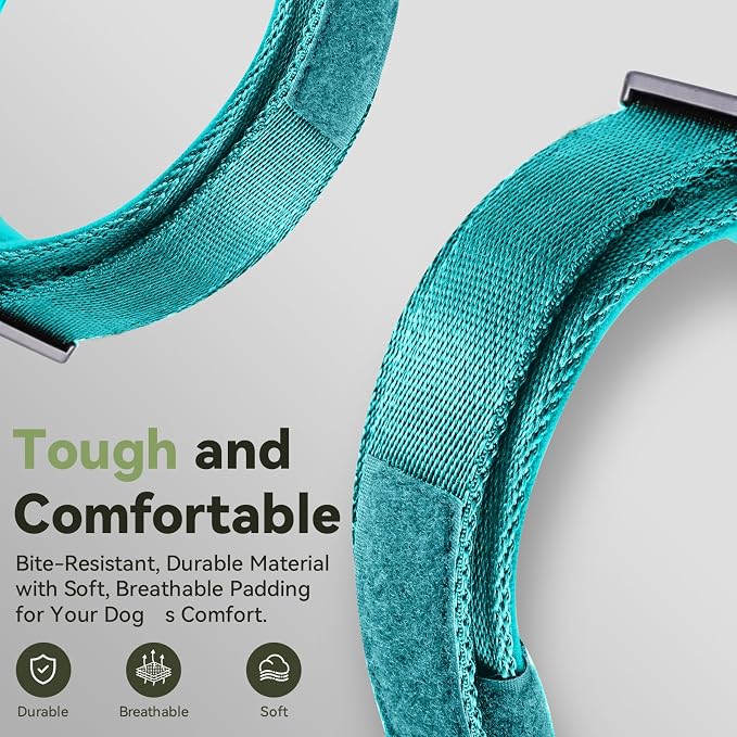 2026 Upgrade Waterproof Tactical AirTag Dog Collar, Built in AirTag Holder | Comfortable Control Handle, Quick Release Metal Buckle, Durable 1000D Nylon, For Medium to Large Dogs, Blue, L