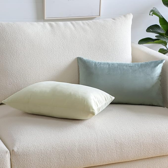 Artscope Luxury Velvet Pillow Covers Super Soft Decorative Rectangle Throw Pillow Covers Case Cushion Covers for Sofa Couch Bedroom Car Decor 16x24 Inch Light Grey