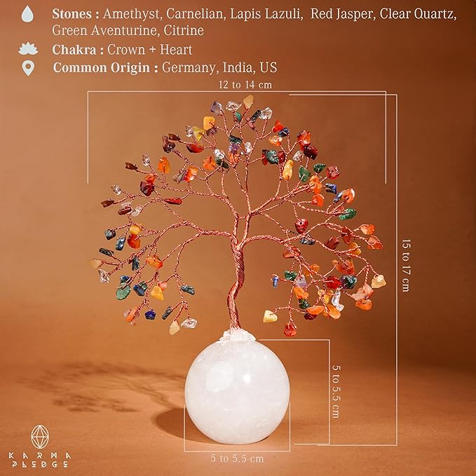 7 Chakra Crystal Tree of Life Birthday Gifts for Women, Handmade Home Decor, Office, Room Decoration, Reiki Healing Crystal Chakra Tree for Money, Positivity, Good Luck Gifts for Her, Mom & Dad