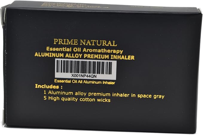 Prime Natural Essential Oil Aluminum Alloy Premium Blank Nasal Inhaler - Refillable Aluminum Empty Metal Inhaler - Space Gray Color - Comes with 5 Cotton Wicks - For Aromatherapy