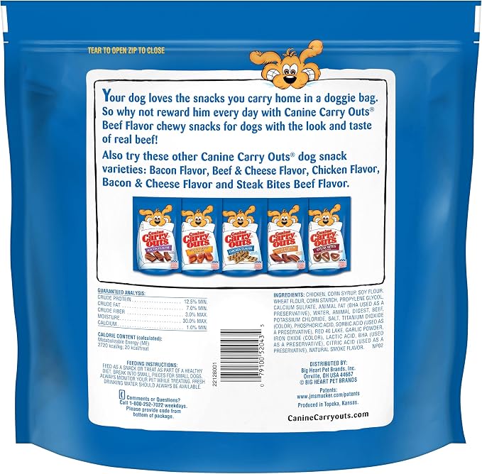 Canine Carry Outs Beef Flavor Dog Treats, 47 Ounce Bag (Pack of 4)