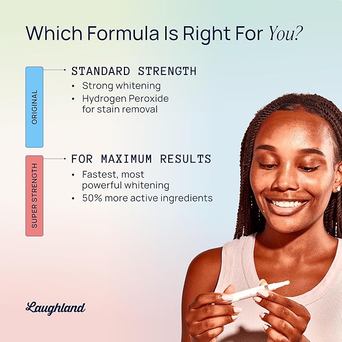 Laughland Super Strength to Go Whitening Teeth Pen, Formula with 11% Hydrogen Peroxide, Glycerin, Aloe Vera & Mint, Gentle on Sensitive Teeth, at Home Dental Care, Travel Friendly, 6 Treatments
