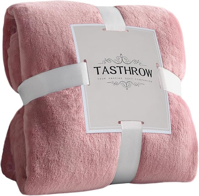 TASTHROW Pink Throw Blanket 60x80 Inches | Soft Plush Cozy Fleece Flannel Throw Blanket, Lightweight Warm Throws for Bed, Couch, Bedroom and Living Room, All Seasons