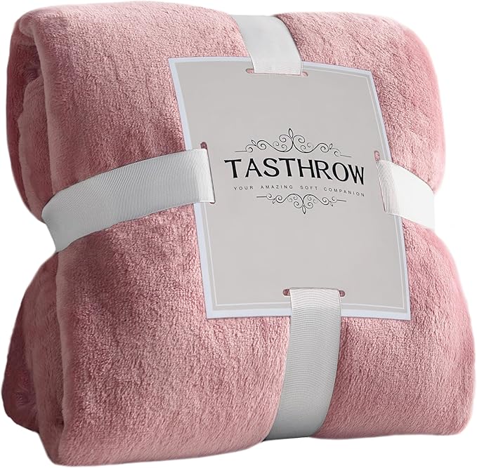 TASTHROW Pink Throw Blanket 50x60 Inches | Soft Plush Cozy Fleece Flannel Throw Blanket, Lightweight Warm Throws for Bed, Couch, Bedroom and Living Room, All Seasons