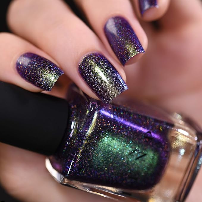 ILNP Bundled Up - Green to Blue Holographic Duochrome Nail Polish, Chip Resistant, 7-Free, Non-Toxic, Vegan, Cruelty Free, 12ml