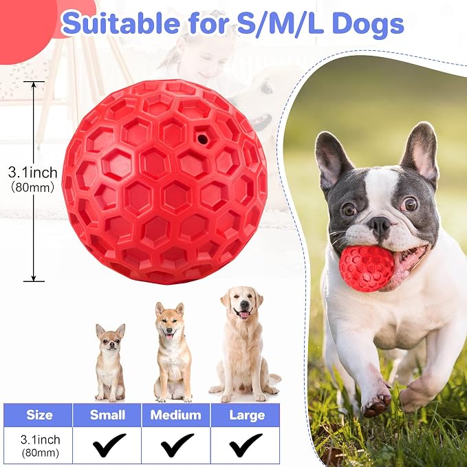 DISSKNIC Indestructible Squeaky Dog Balls for Aggressive Chewers, Interactive Dog Toys for Aggressive Chewers for Relieving Anxiety, Dog Chew Toy Balls for Small Medium Large Dogs, Outdoor Dog Toys