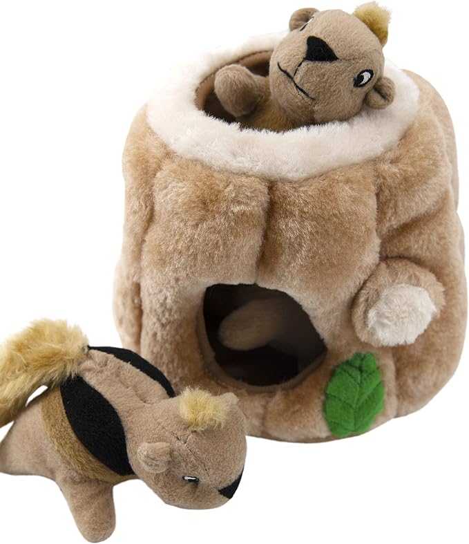 Outward Hound Hide-A-Squirrel Plush Squeaky Dog Toy, Medium, 6.5" x 6.5" | Hide-n-Seek Puzzle, 3 Removable Squirrels, Fetch Play, Interactive Enrichment, Boredom Buster, Light Chewers, Dogs & Puppies