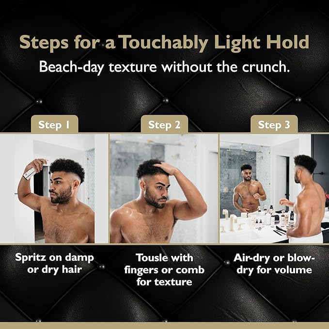 DandyMen Sea Salt Spray – Lightweight Texture, Volume, and Flexible Hold with Epsom Salt & Pro-Vitamin B5 (8.45 oz, Tobacco Vanilla)