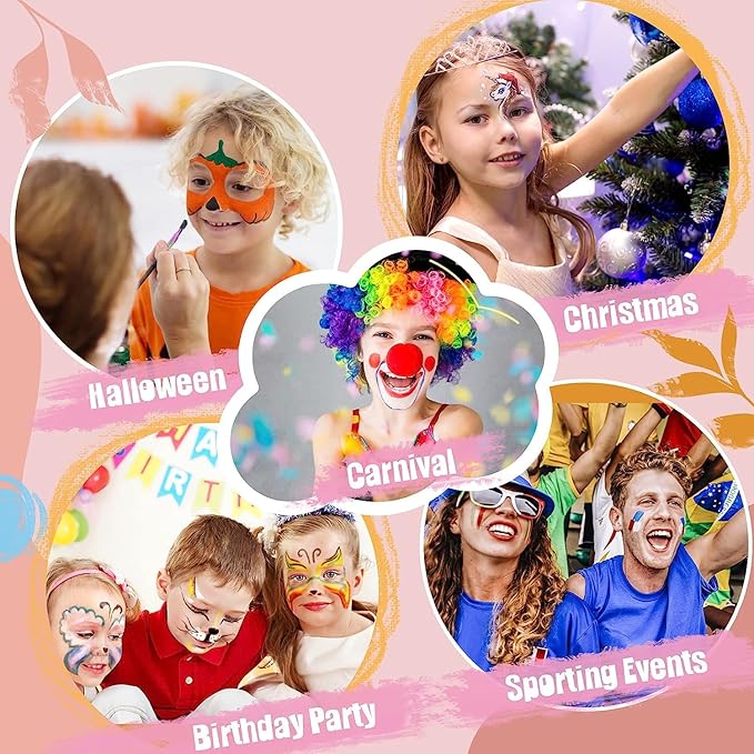 Beesjuy Face Painting Kits for Kids,12 Color Water Based Face Paint Crayon, Washable Kids Body Paint Makeup Sticks for Halloween, Birthday Party, Clown/Cosplay Makeup