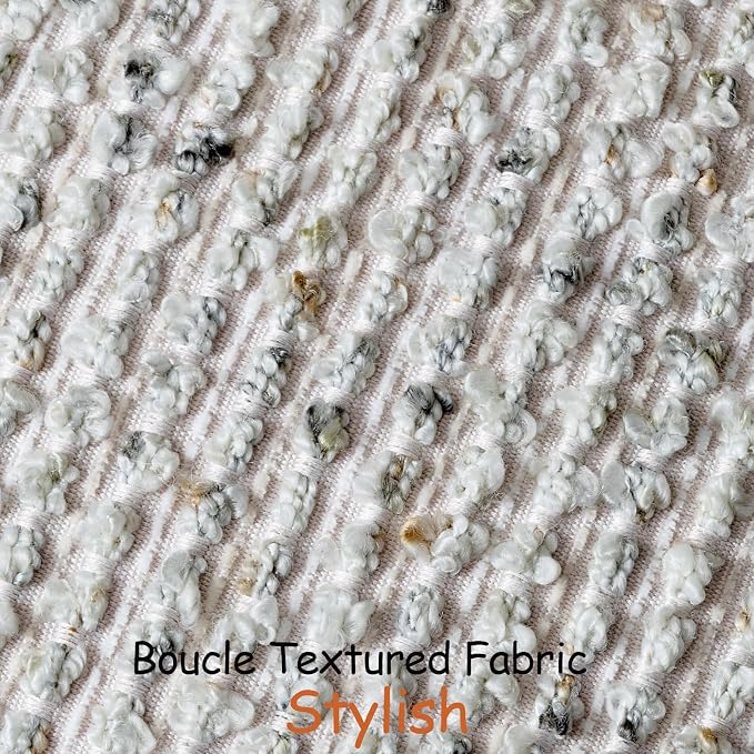 12x20 Cream Grey Lumbar Pillow Cover Textured Boucle Striped Chic Morden Boho Accent Farmhouse Rectangular Decorative Couch Pillow Case for Home Decor Bed Sofa Living Room