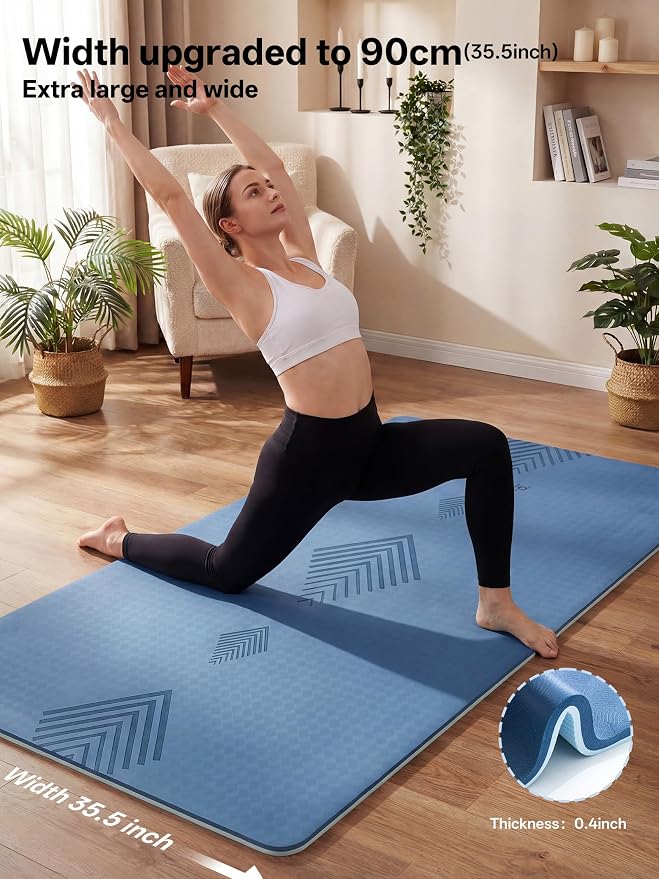EaseUp Large yoga mat,73’x35.5’x0.4’,extra thick and wide,10mm pilates mat,non-slip exercise mat,workout mats for home gym
