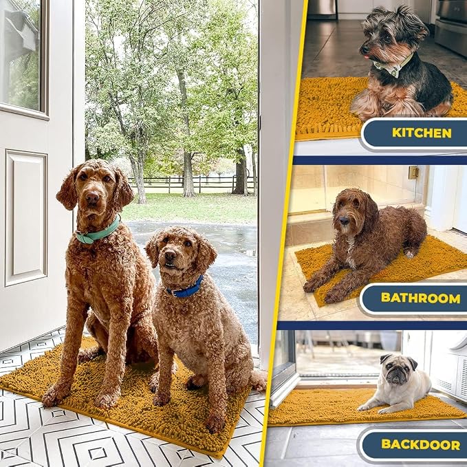 Muddy Mat® | Super Water Absorbent Door Mat Indoor, Microfiber Quick Dry Chenille Entryway Rug, Slip Resistant Front Door Mat, Indoor Mats for Entryway, Machine Washable Pet Rug, Gold 3ft x 4ft