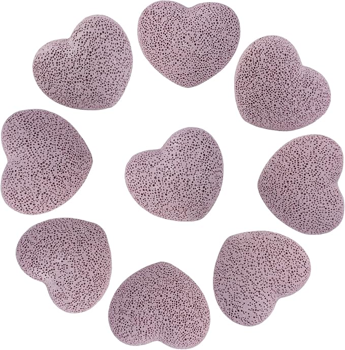 TUMBEELLUWA 2 PCS Purple Heart Shaped Lava Rocks for Essential Oils | 1.73 Inches Porous Oil Diffuser Stone, Aroma Diffuser for Home Office, Carved Heart Stone for Romantic Wedding Favor & Decor