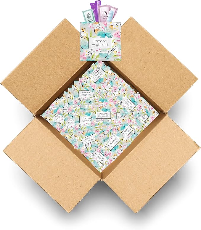 Butterfly Style Menstrual Kit All-in-One 100 Pack | Convenience on The Go | Period Kit Pack for Travelling, Tweens & Teenagers or just When You’re Out | Individually Wrapped Feminine Hygiene Product