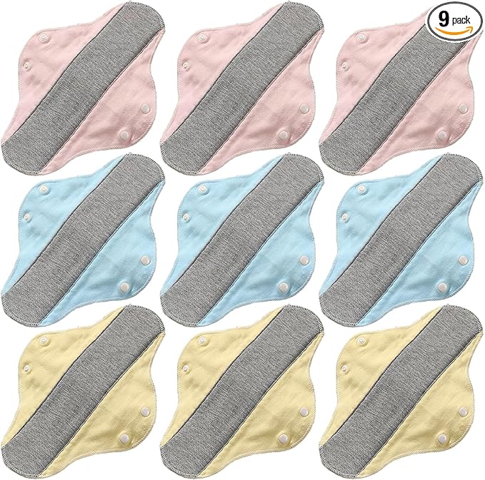 9 Pieces Reusable Graphene Incontinence Pads - Leak-Proof, Washable Sanitary Napkin for Elderly Care and Mobility Support