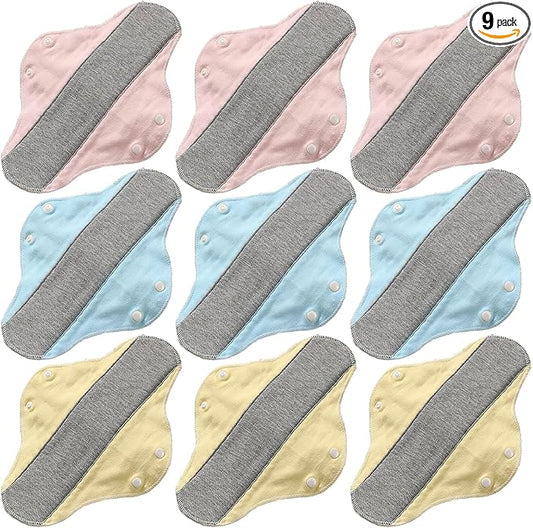 9 Pieces Reusable Graphene Incontinence Pads - Leak-Proof, Washable Sanitary Napkin for Elderly Care and Mobility Support