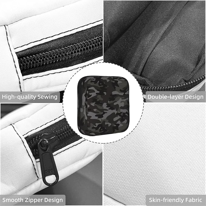 Camo Black And Grey Camouflage Military Period Bag For Women,Portable Sanitary Napkin Period Pad Pouch For Purse, Small Make Up Bags
