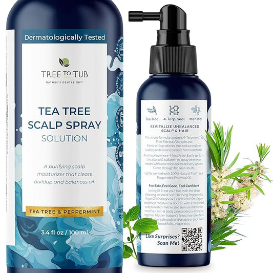 Tree To Tub Dry Scalp Spray - Intensive Scalp Moisturizer for Men & Women - Tea Tree Leave in Scalp Moisturizer for Dry Scalp, Full Spectrum Scalp Spray for Flaky Buildup & Excess Oil, Scalp Care