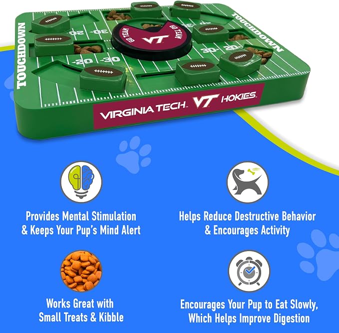 Pets First NCAA Virginia TECH Large Puzzle Toy, Dog Puzzle Treat Toy, New Large Size, Interactive Dog Treat Toy, Dog Slow Feeding Toy