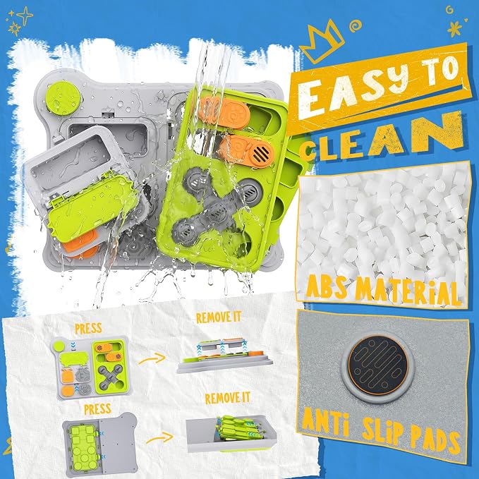 Dog Puzzle Toy, Dog Enrichment Toys, Level 1 Interactive Treat Dispensing Toy for Dogs, Slow Feeder for Mental Stimulation, Non-Slip Base, Detachable Easy-Clean Tray, Green