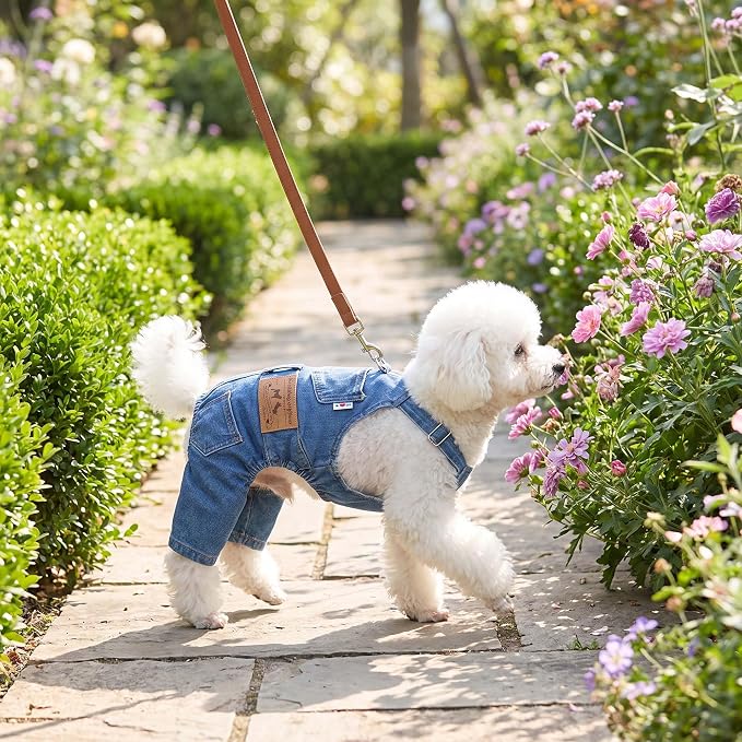 Dog Denim Overalls Pet Jeans Jumpsuit Four Legs Clothes Outfits,XL | Adjustable Strap Pet Clothes with Pockets;Soft Washed Jean Outfit for Small Medium Dogs Cats;Halloween Party Dog Costume