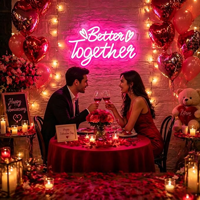 Neon Sign, Neon Signs for Wall Decor LED Signs Neon Light | Better Together Neon Sign, Pink LED Signs for Bedroom, Wedding, Valentine's Day, Business, Pink Decor, Gift, USB Powered