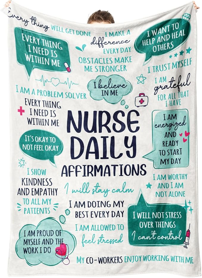 Craftique Nurse Gifts for Women Men- Nurse Blanket with Daily Affirmations | LPN RN Gifts for Nurses, Appreciation/Graduation/Christmas/Birthday Gifts for Nurse, Nursing School, Nurses Week/Day, Soft