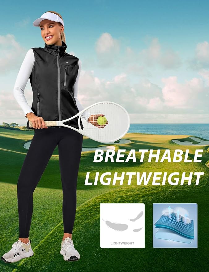 Little Donkey Andy Women's Lightweight Vest Windproof Sleeveless Jacket | Cycling Windproof Vest, Water-Repellent Stretch Shell, Lightweight Tennis Running Outerwear, Golf Hiking Workout Sleeveless